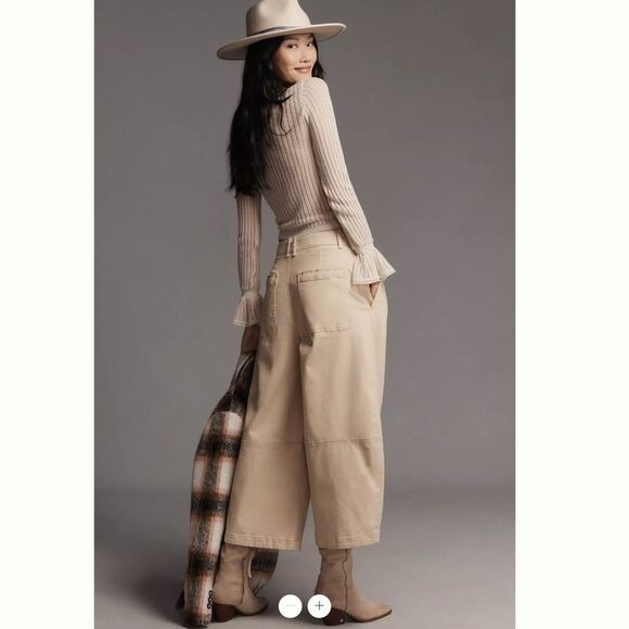 Anthropologie Maeve Pleated Barrel-Leg Chino Pants - Picture 3 of 6